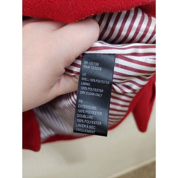 Iris Basic Womens M Red Mid Length Belted Pea Coat Jacket - Picture 10 of 10